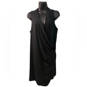 BCBGeneration Black Sleeveless Faux Wrap Drape-Neck Sheath Dress Women's 10 NWT